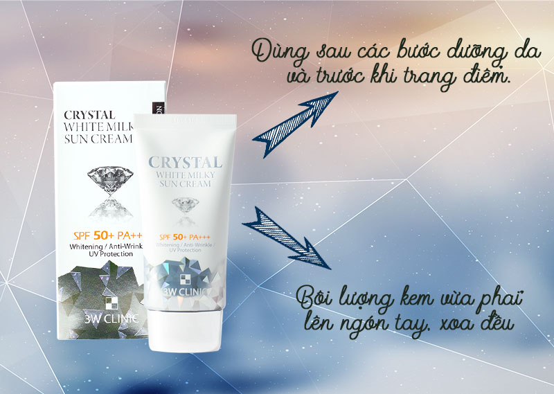 Kem Chống Nắng Dưỡng Trắng Da Crystal White 3W Clinic iúp bảo vệ da khỏi ánh nắng mặt trời, đồng thời cung cấp độ ẩm cho da mềm mịn, khiến bạn tự tin ...