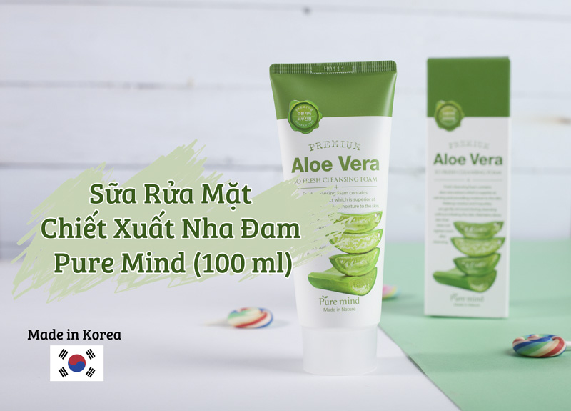 Sữa Rửa Mặt Chiết Xuất Nha Đam Pure Mind có thành phần từ nha đam thiên nhiên, giúp cung cấp độ ẩm cho da mềm mịn, trắng sáng và loại bỏ tế bào chết hữu hiệu. Có thể sử dụng để rửa sạch lớp trang điểm trên da, mang lại làn da sáng bóng và sạch khỏe đến bất tận.